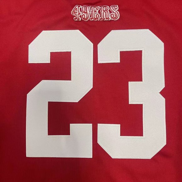 NFL San Francisco 49ers Christian McCaffrey #23 Red Jersey - Picture 4 of 11